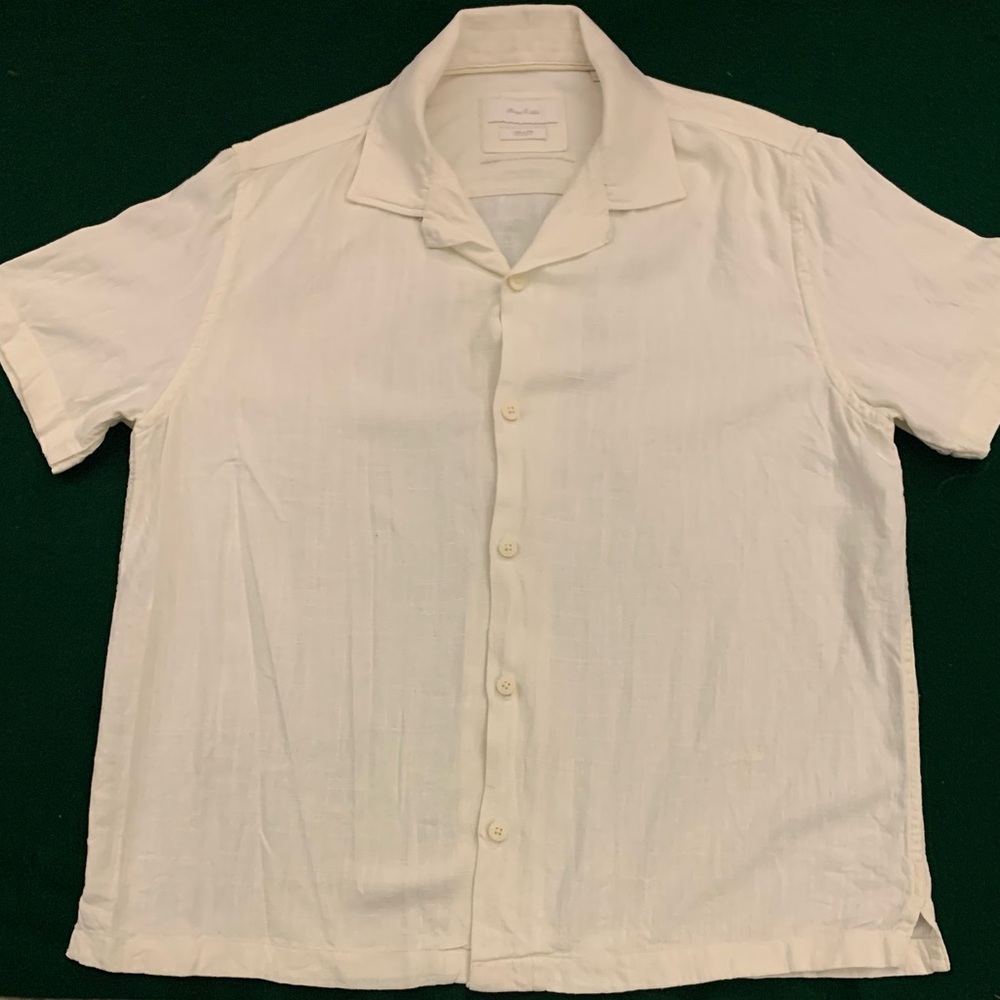 PORTER & ASH SS Linen Blend White/Cream Shirt - Picture 2 of 6